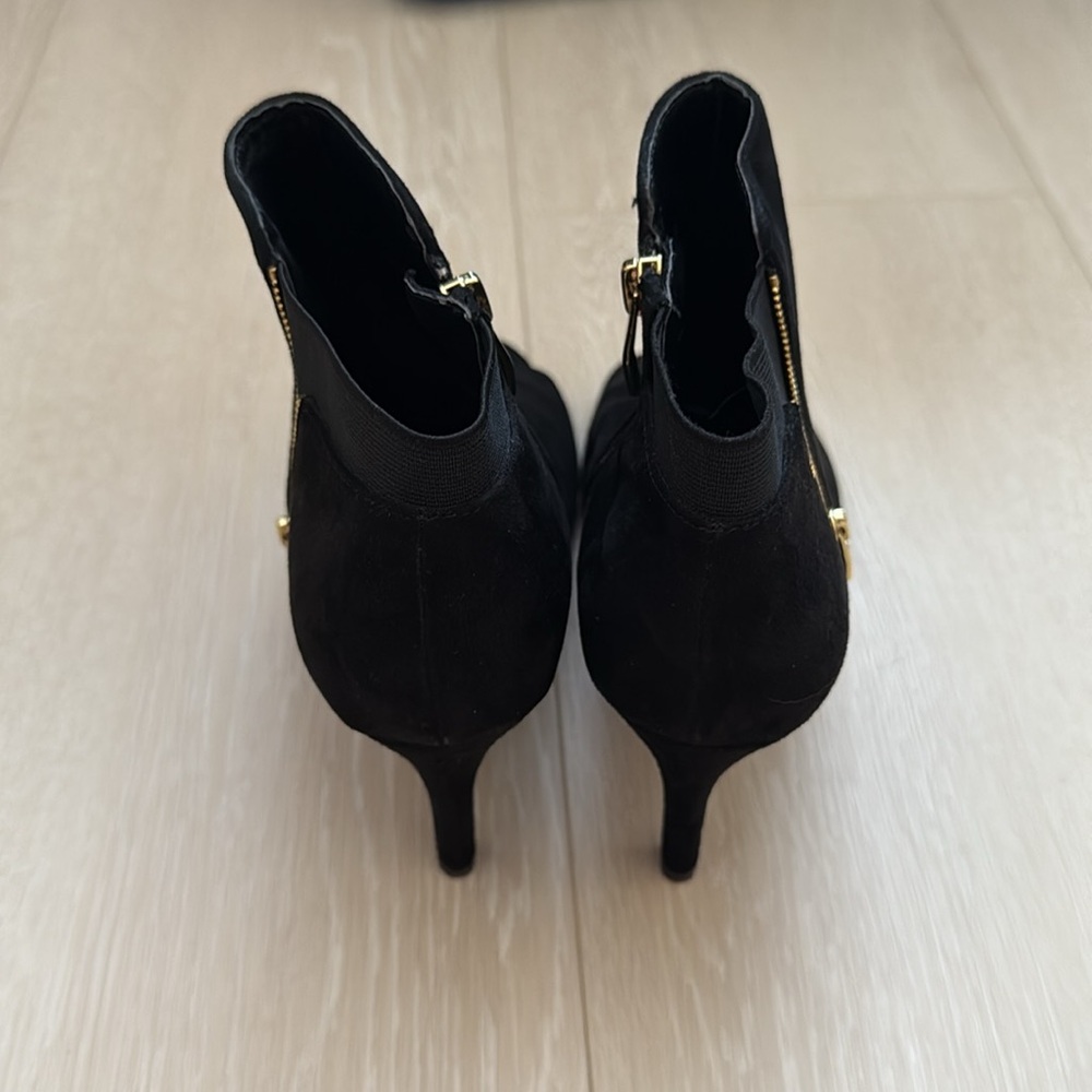 Liz Claiborne Black Peep-Toe Ankle Boots with High Heel - Picture 7 of 8